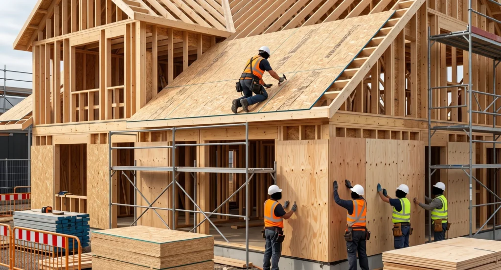 plaatmateriaal toepassingen bouw dakbeschotting wand OSB multiplex constructie houtplex