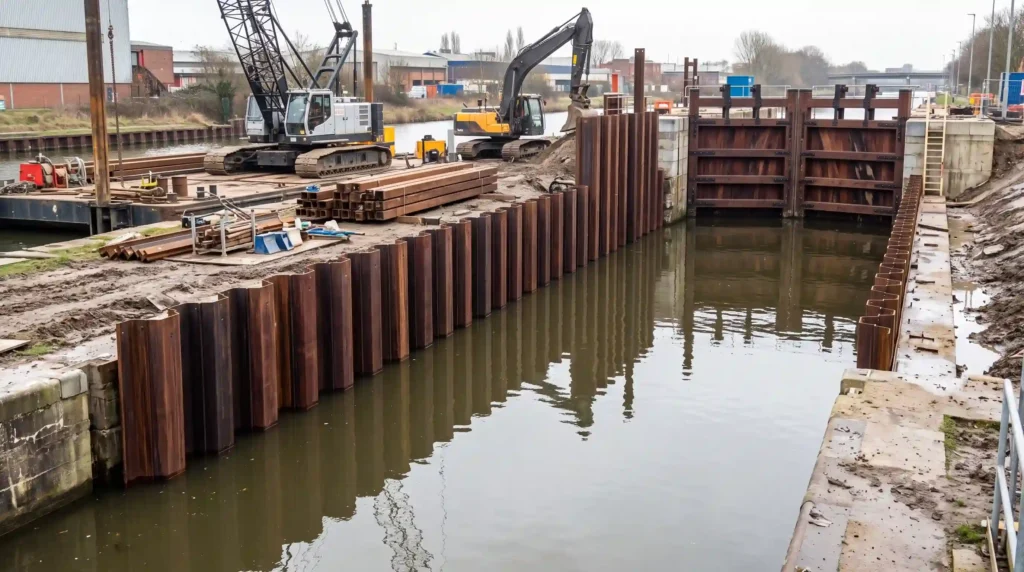 azobé hout waterbouw damwand sluisdeur toepassing constructie houtplex