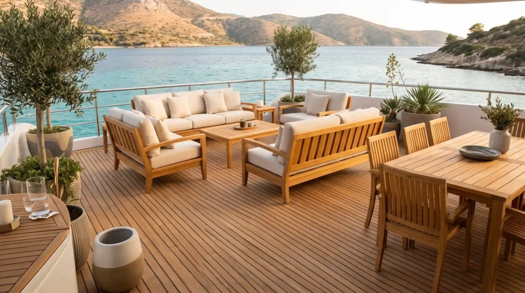 teak hout scheepsdek tuinmeubilair buitenmeubel premium toepassing houtplex