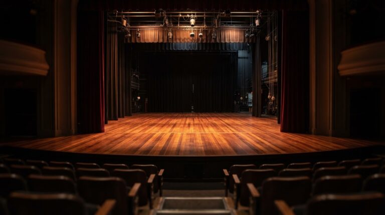 keruing hout podiumvloer in een theater